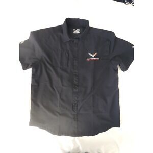 Under Armour Heatgear XL Corvette Racing Black Button Down Short Sleeve Side Zip